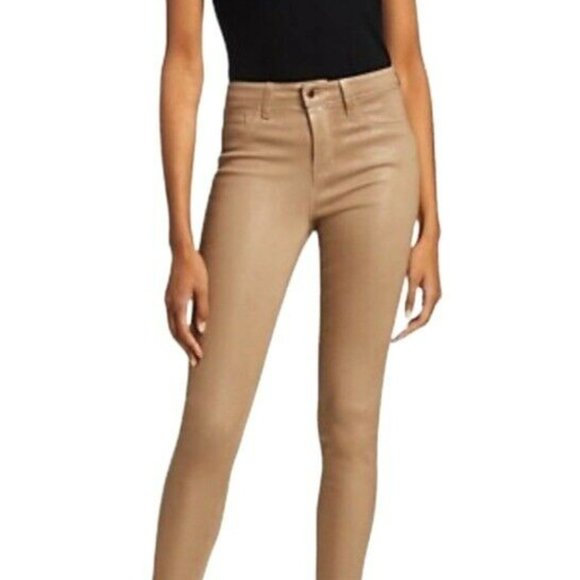 L'AGENCE Denim - L'AGENCE Margot Skinny High-Rise Cappuccino Brown Coated Ankle Jeans Sz 31 NWOT